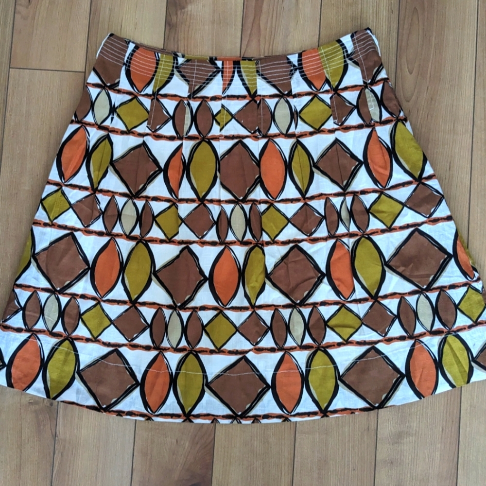 BCBGMaxAzria Cotton Knee Length Pattern A Line Skirt Colorful Size US 8